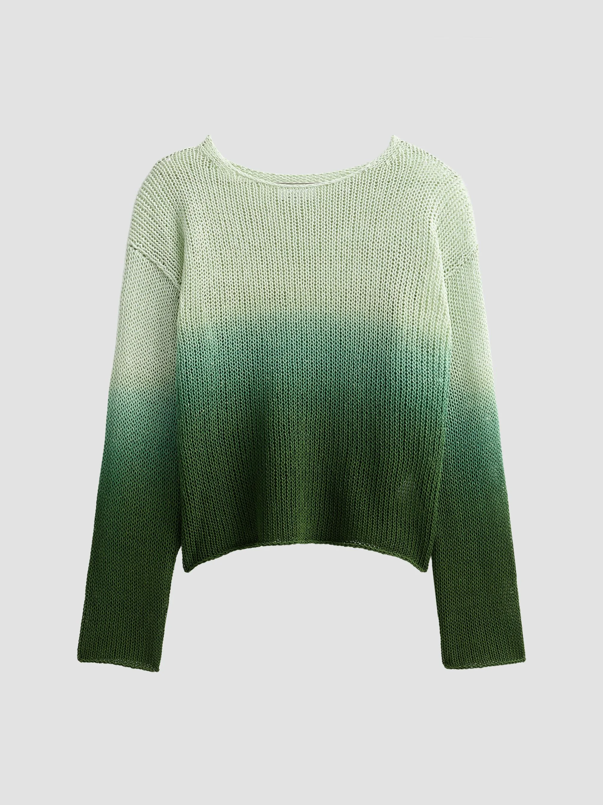 Women's Dip-Dye Cotton-Blend Sweater - Sea Dew Combo - 1