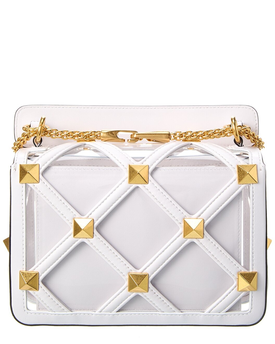 Valentino Roman Stud Medium Leather & Vinyl Shoulder Bag - 2