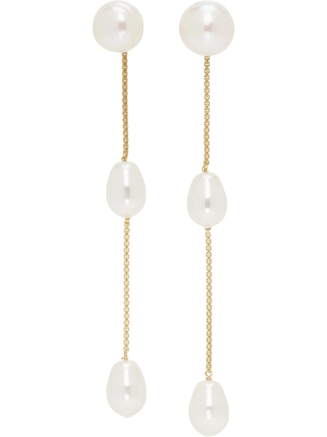 Gold Small Pearl Drop Earrings - 1