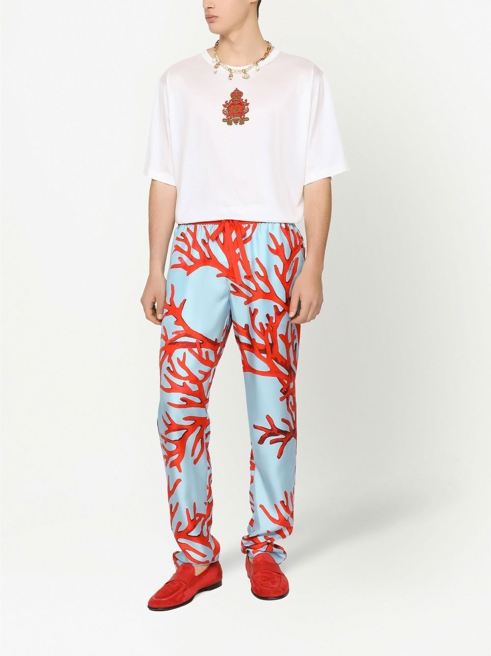heraldic logo-patch silk T-shirt - 3