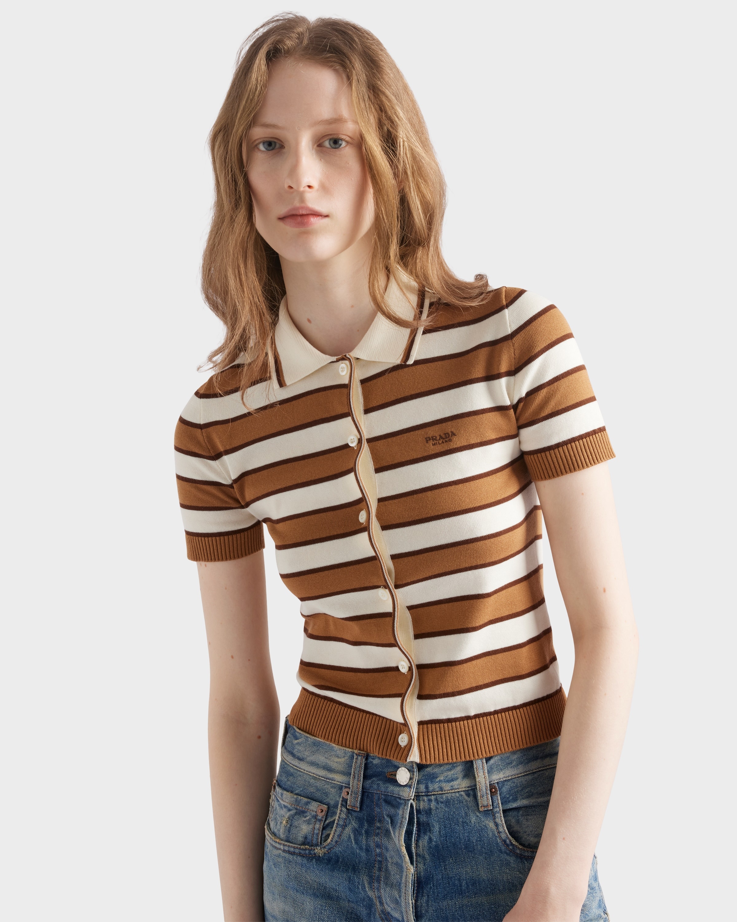Short-sleeved striped cotton cardigan - 4