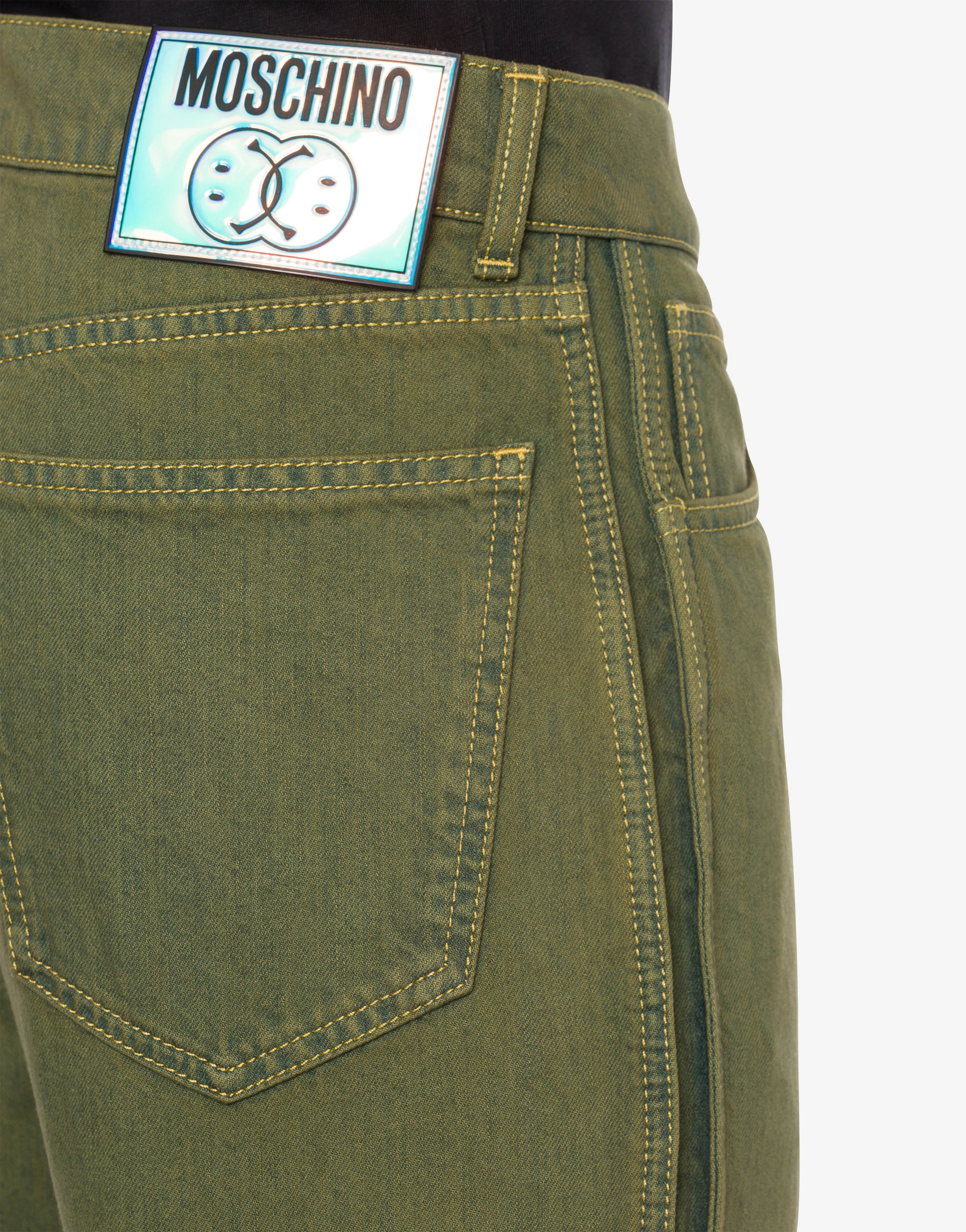 DOUBLE SMILEY® LOGO OVERDYED DENIM BERMUDA SHORTS - 4