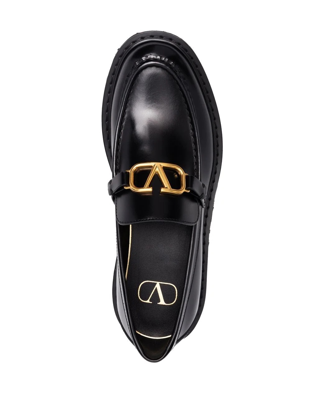 leather logo-plaque loafers - 4