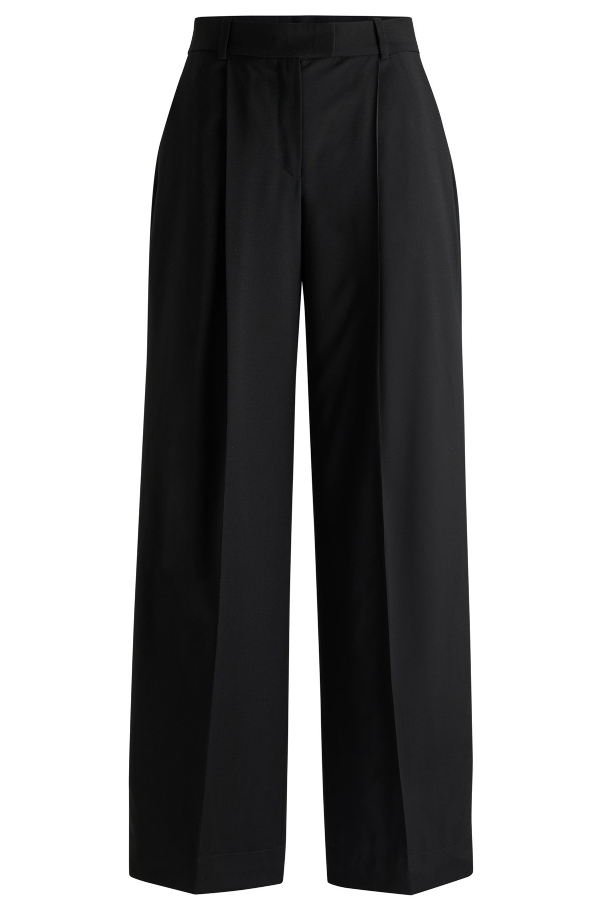 NAOMI X BOSS REGULAR-FIT TROUSERS IN NATURAL-STRETCH WOOL - 1