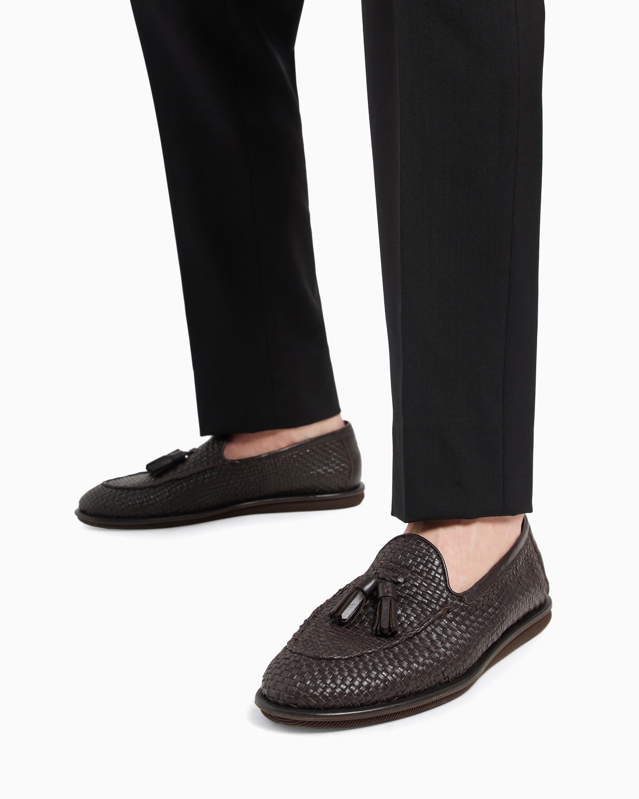 Woven nappa leather loafers with tassels - 7