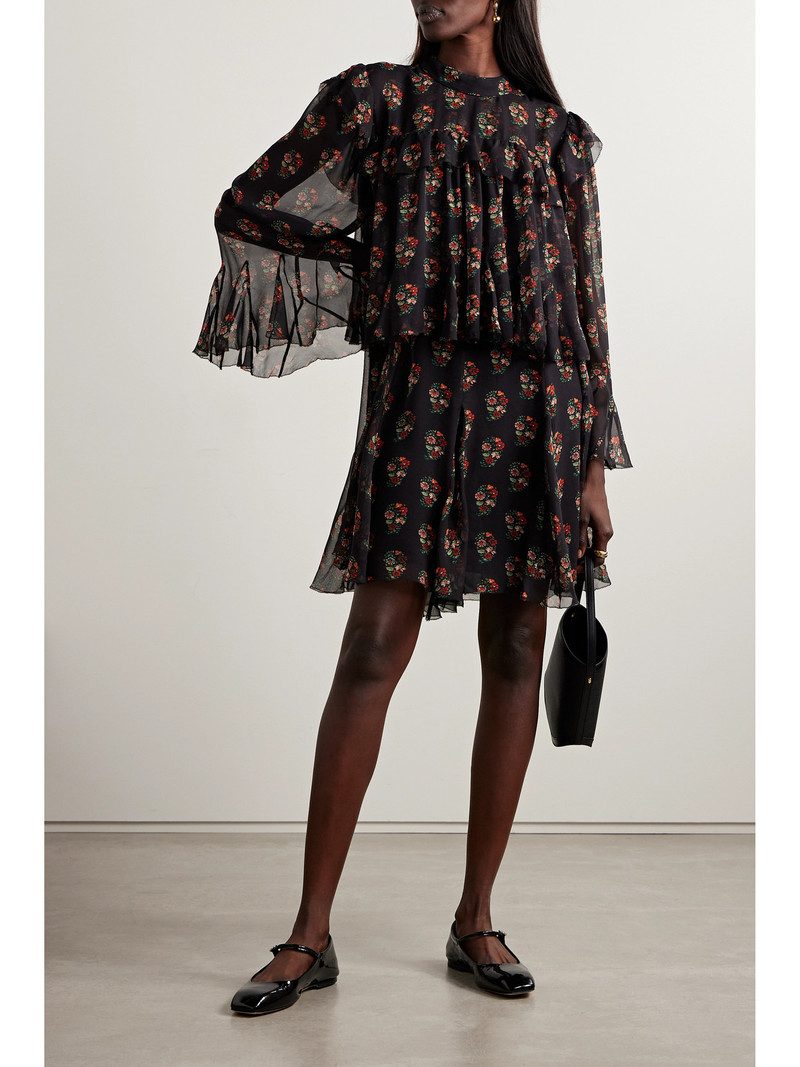 DÔEN Alette Ruffled Tiered Floral-print Silk-georgette Mini Dress outlook