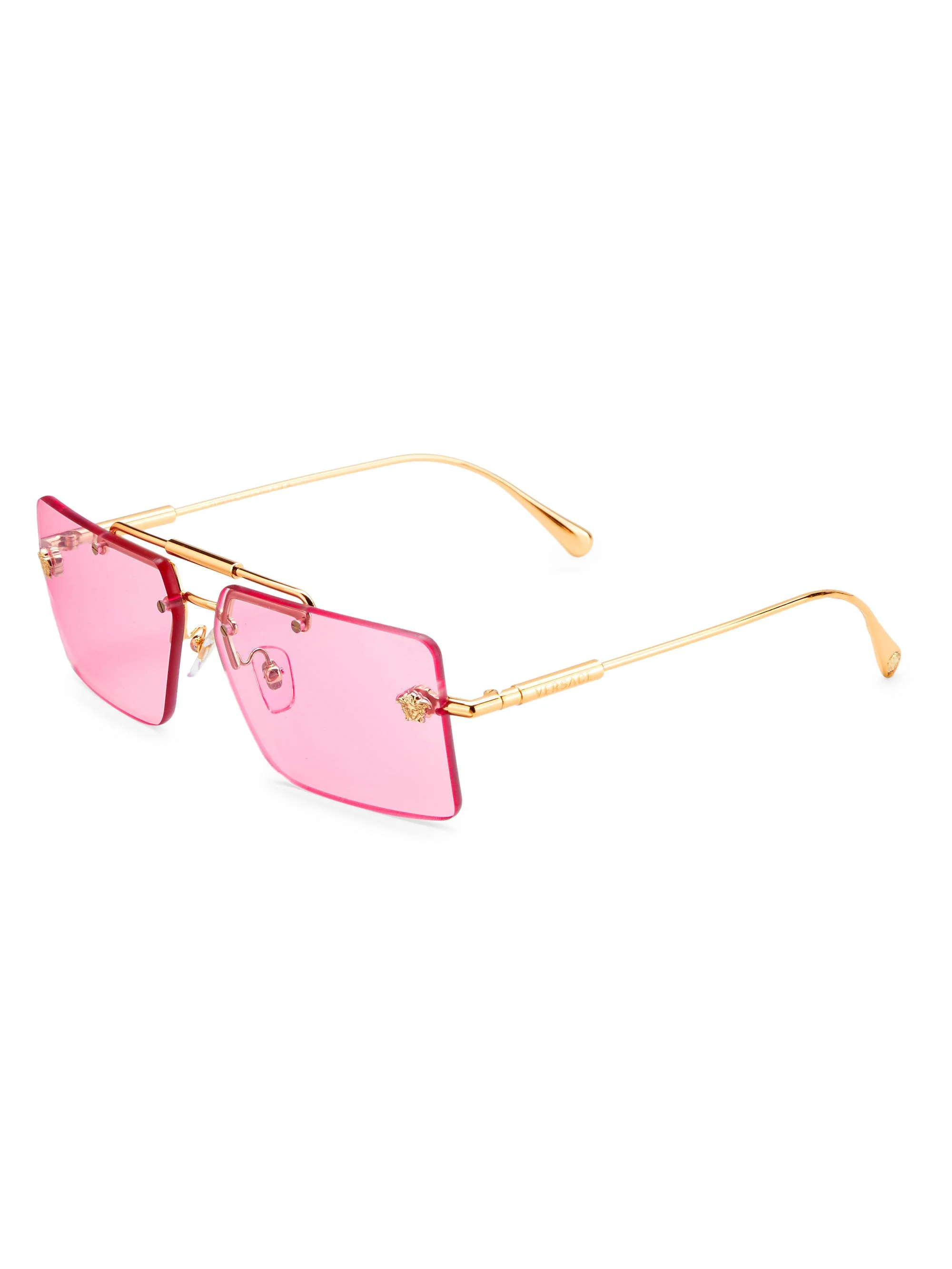 Men's Medusa 63MM Rectangular Sunglasses - Gold - 1