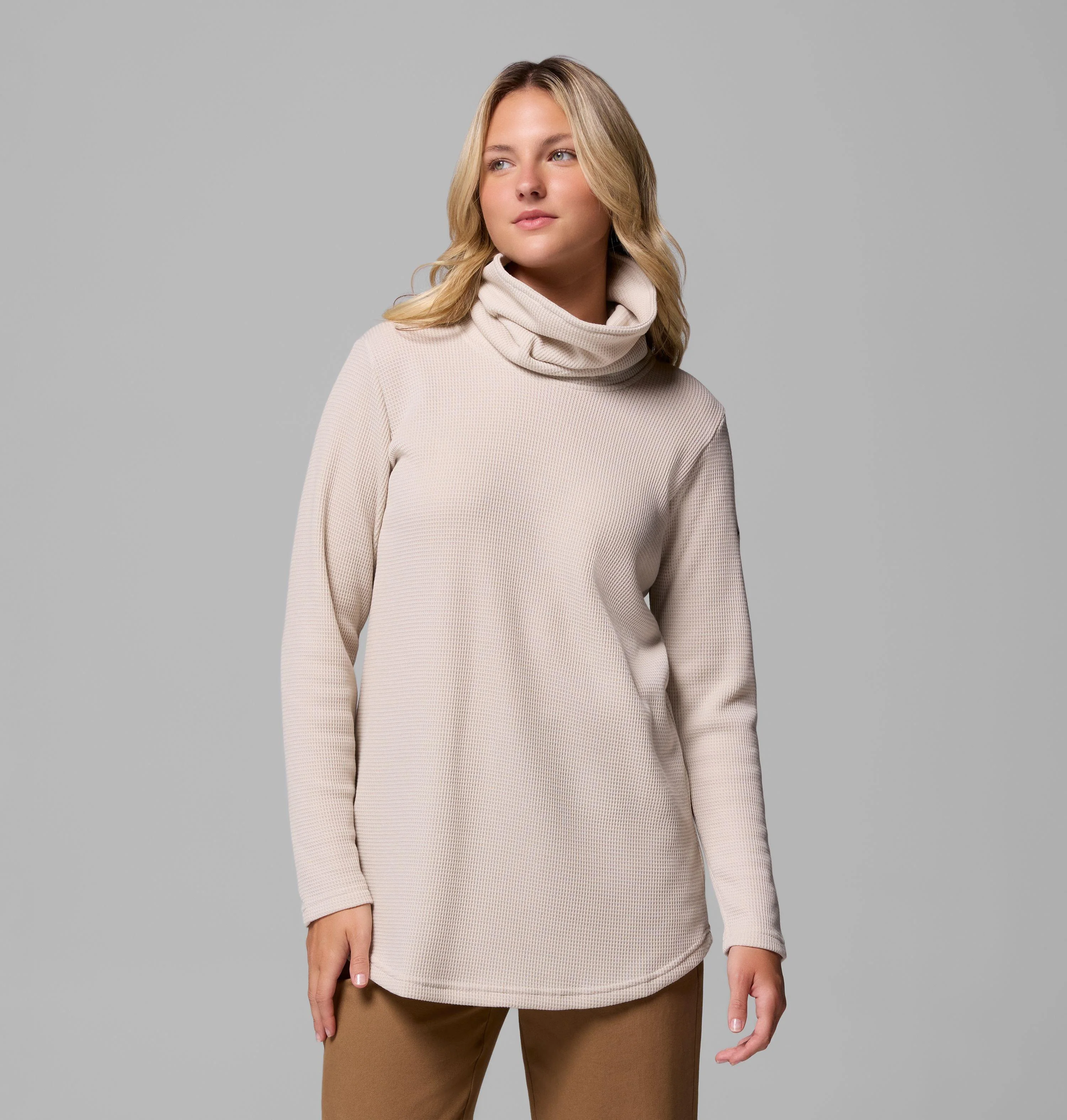 Women's Holly Hideaway Waffle Cowl Neck Pullover - 1