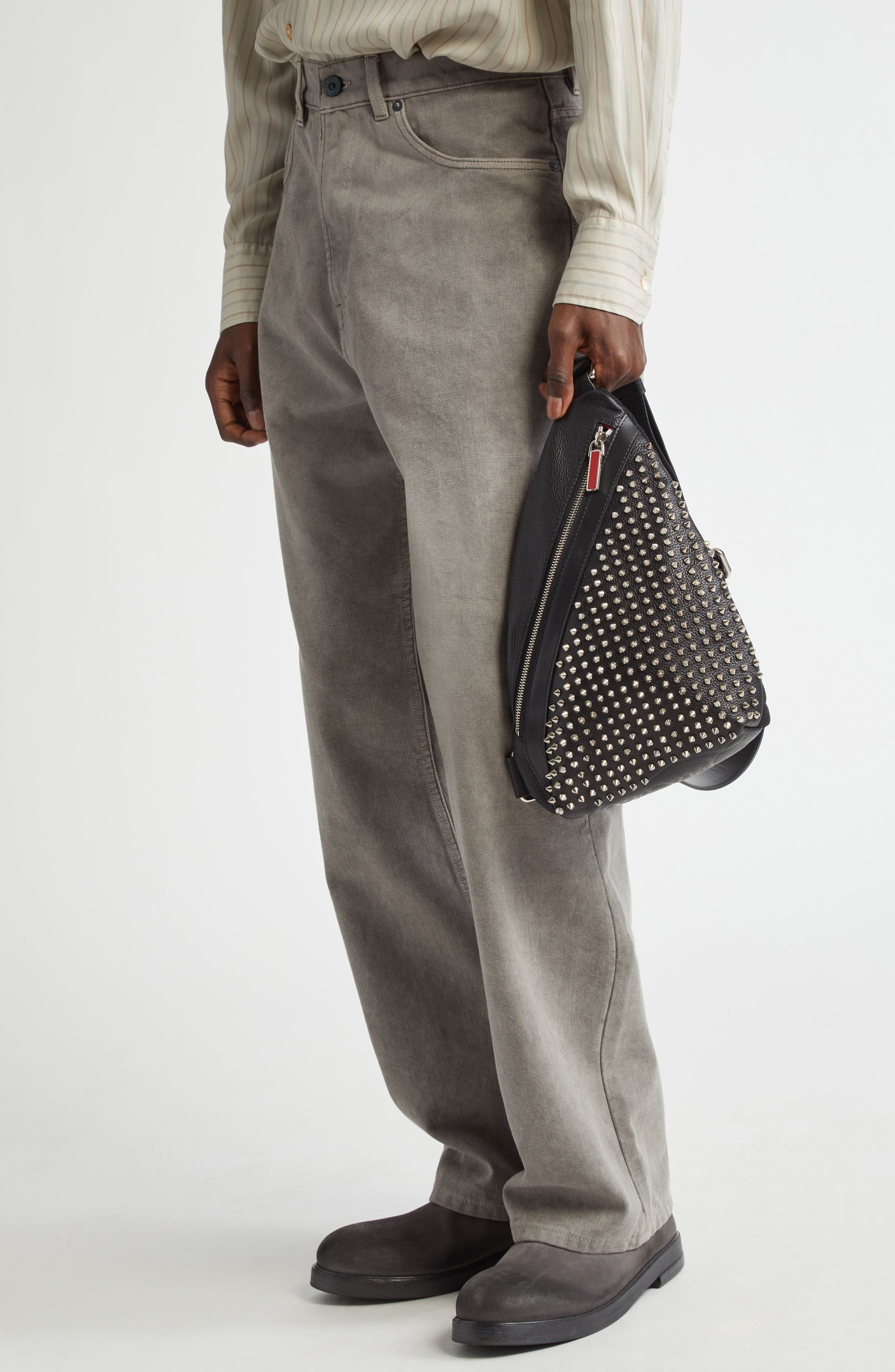 Christian Louboutin Funky Empire Spike Sling Bag in Black/Gun Metal at Nordstrom - 3