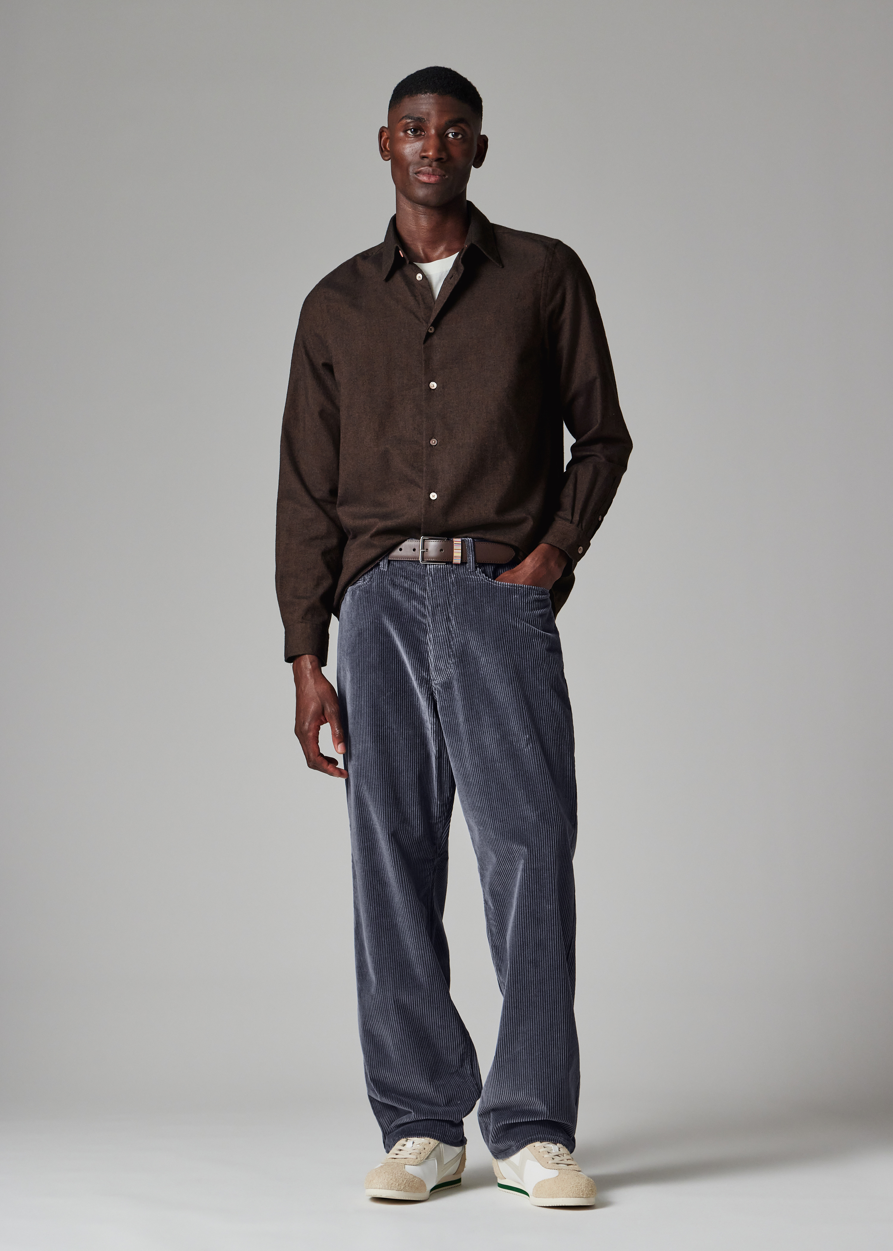 Soft Blue Two-Tone Corduroy Trousers - 4