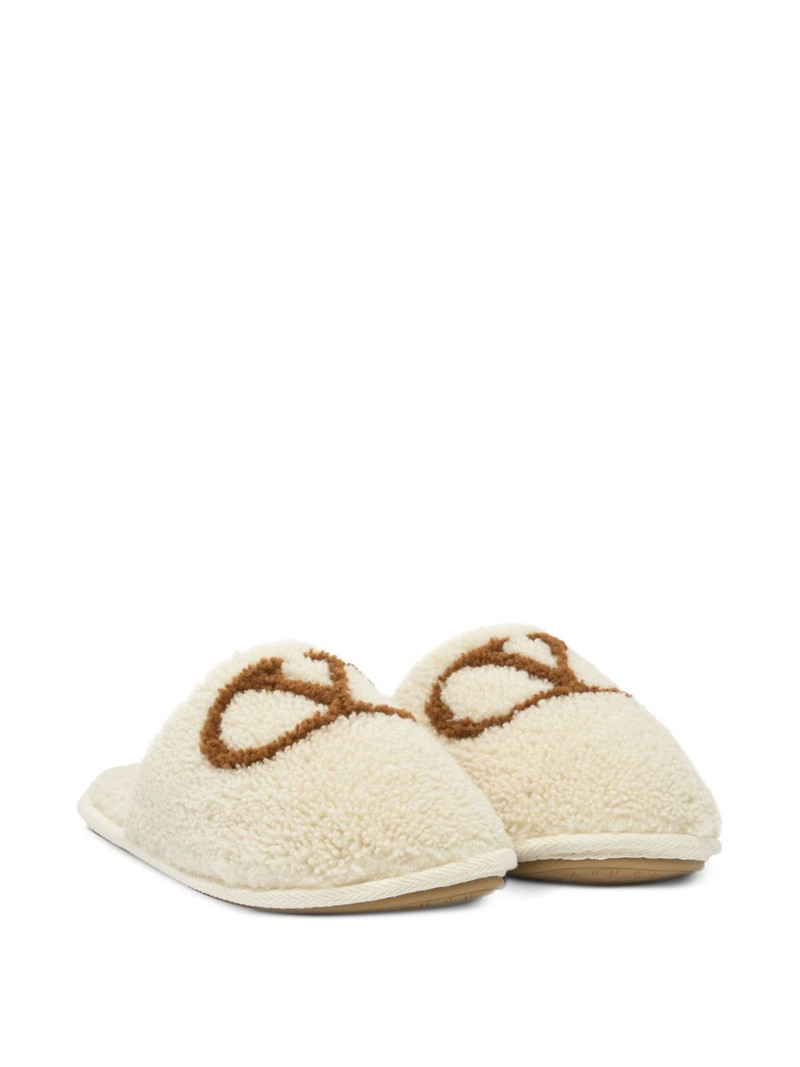 Valentino logo-embroidered sheepskin slippers outlook