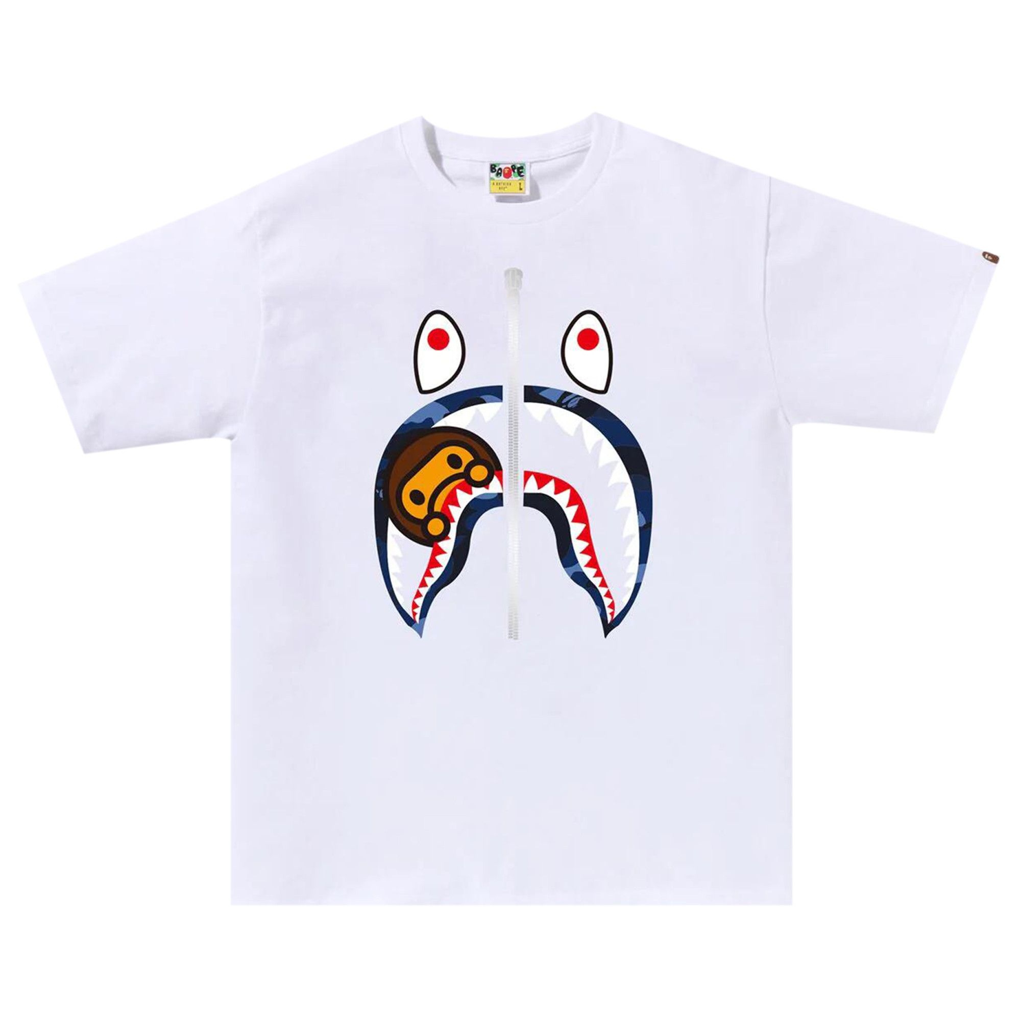 BAPE Color Camo Milo Shark Tee 'White/Navy' - 1