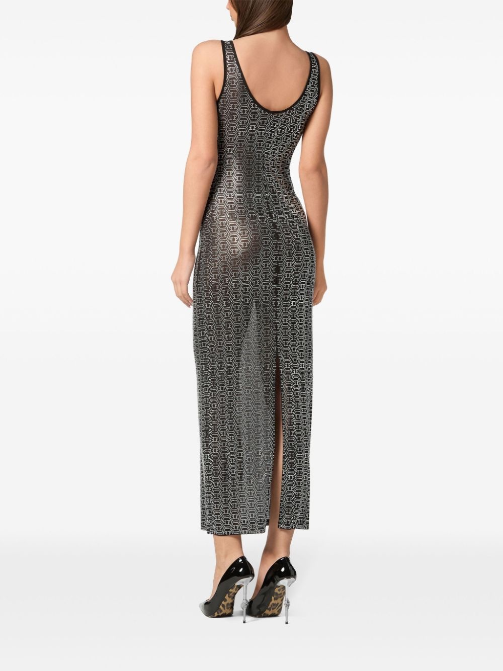 crystal-monogram maxi dress - 4