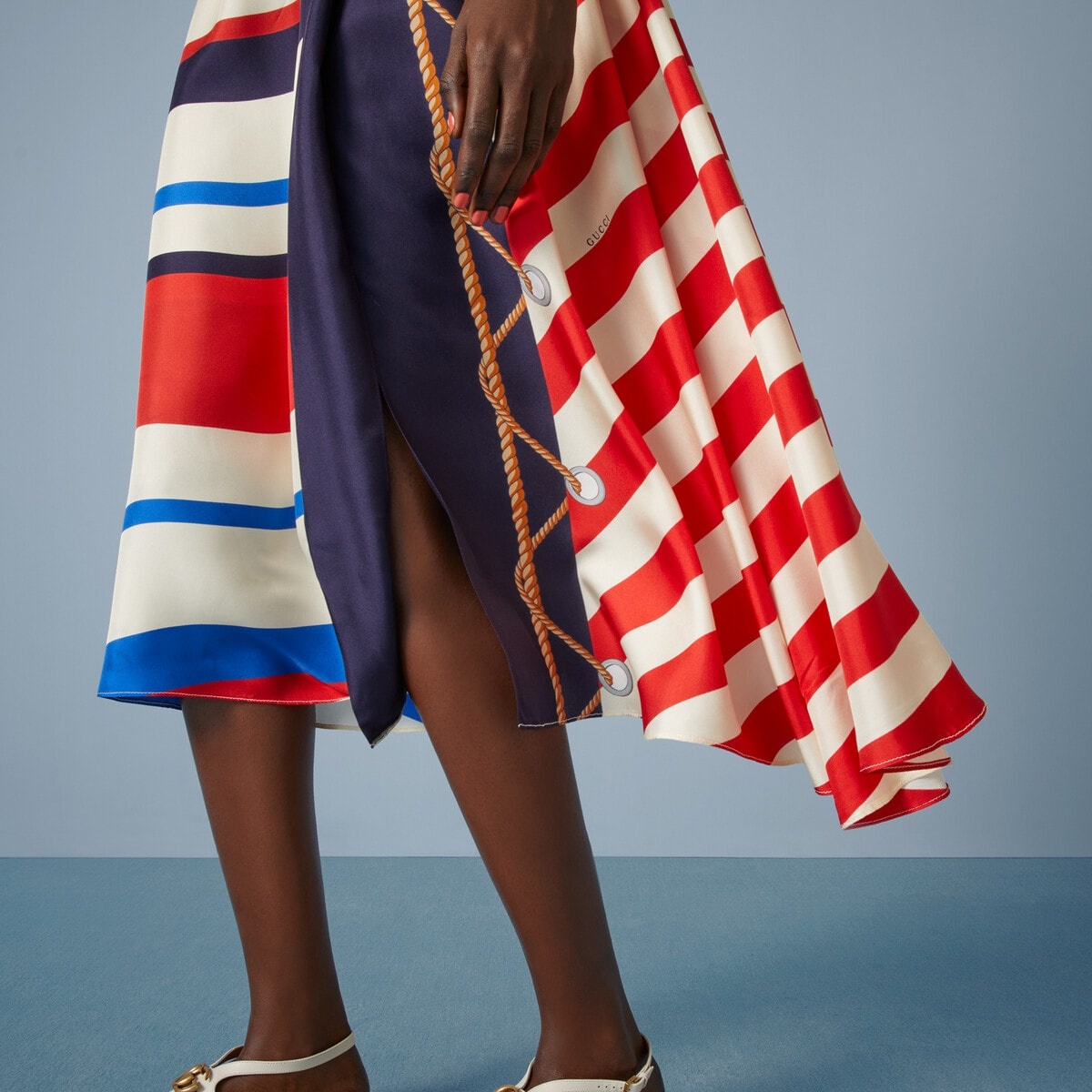 Stripe rope print silk dress - 3