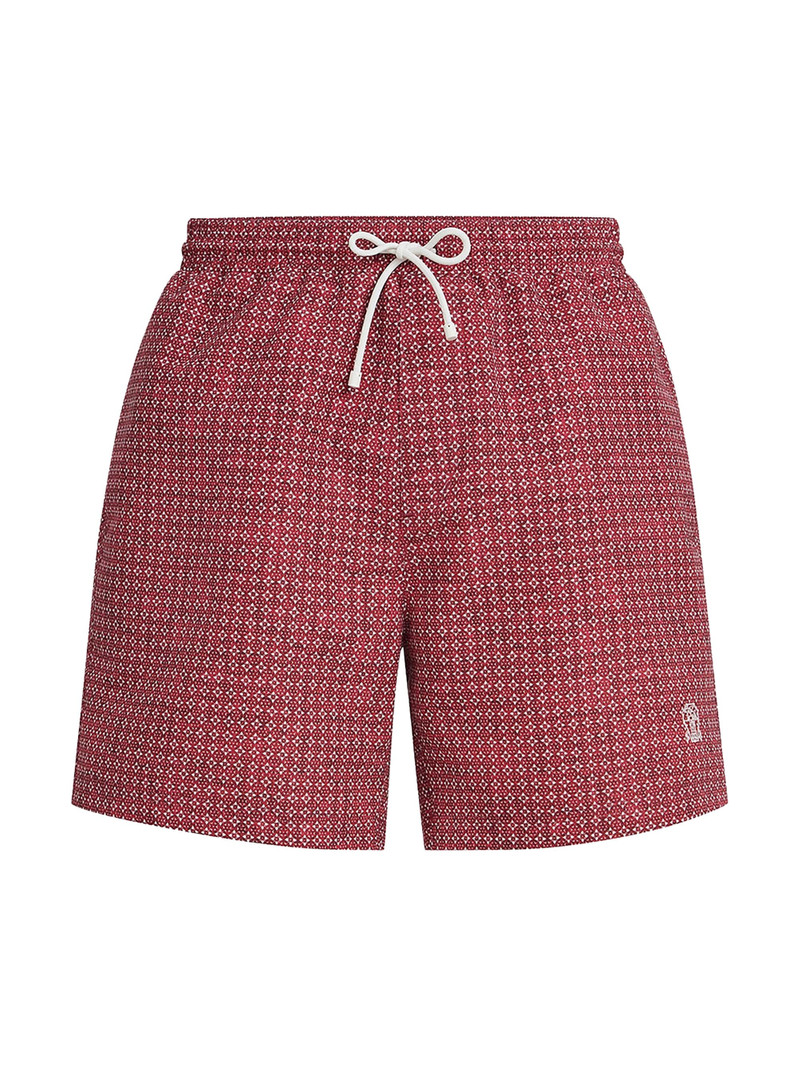 Men's Flower Print Nylon Swim Shorts - Cherry 1