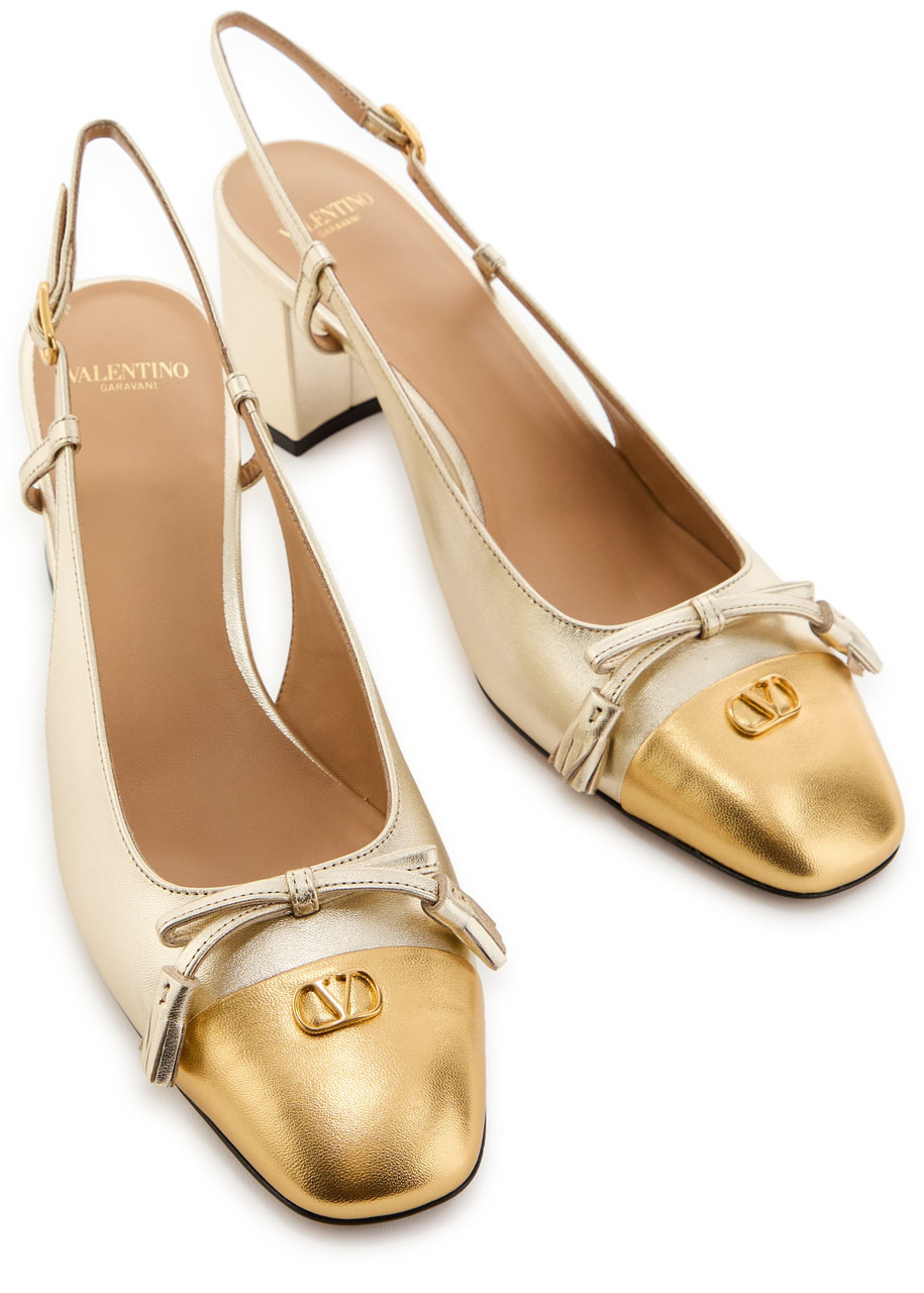 Valentino Valet Du Roi 60 Metallic Leather Slingback Pumps - 3