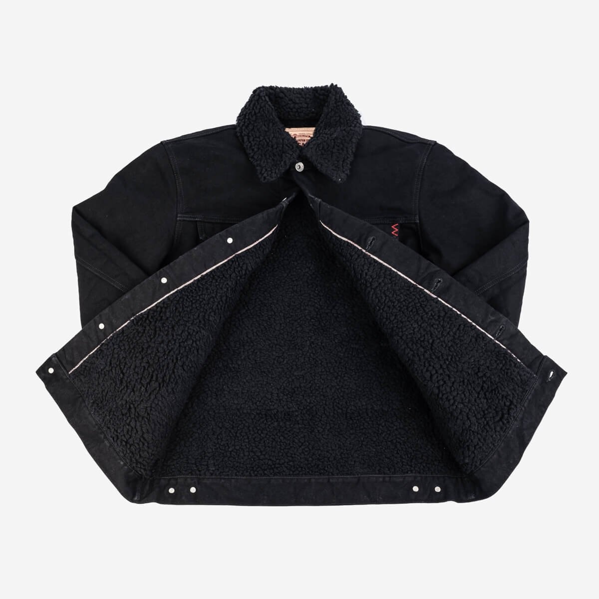 IHJ-116-BLK 14oz Selvedge Denim Fleece Lined Modified Type III Jacket - Black - 4
