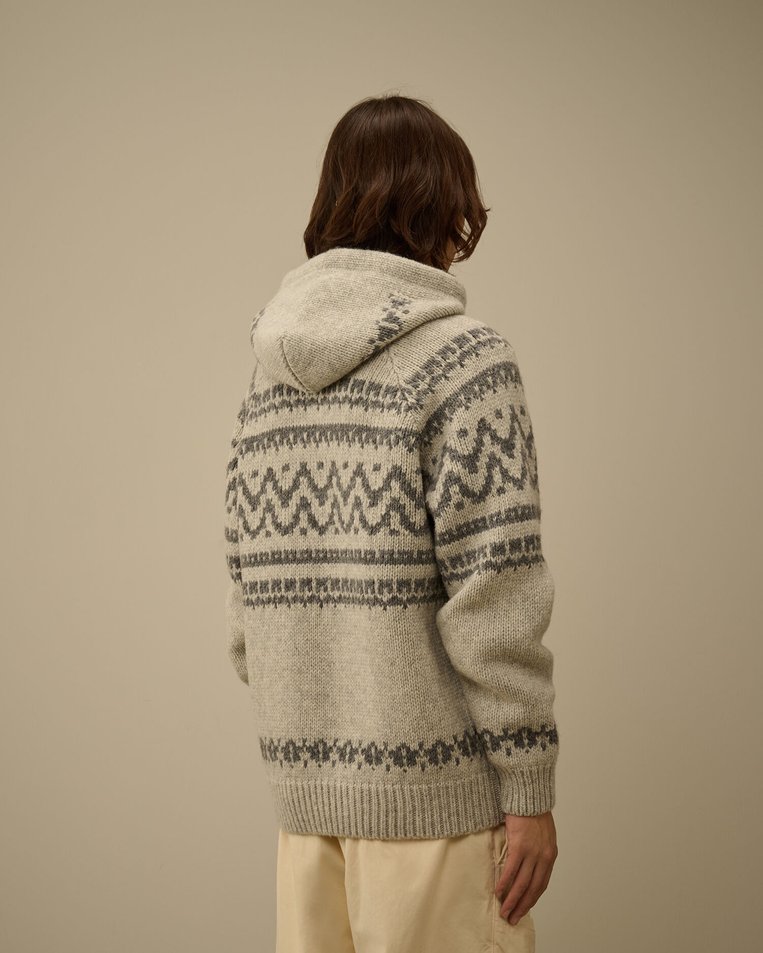 Jacquard Wool Hooded Sweater - 4