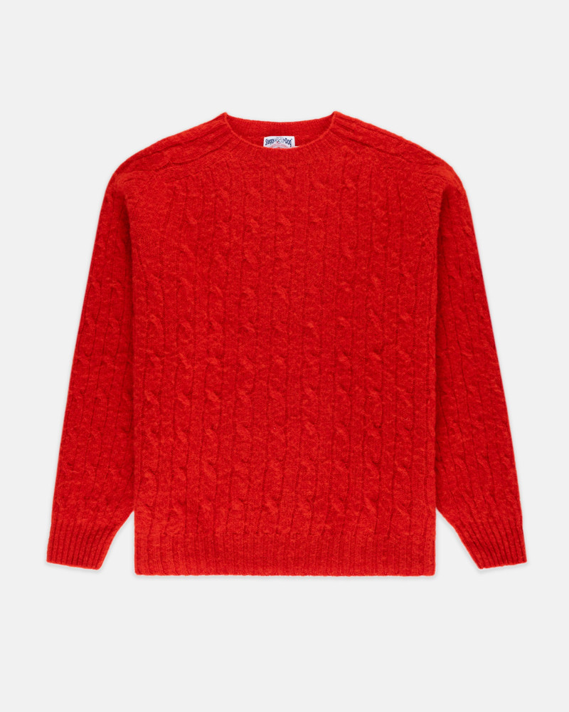 J. PRESS MADE-IN-SCOTLAND RED SHAGGY DOG CABLEKNIT SWEATER - CLASSIC FIT outlook