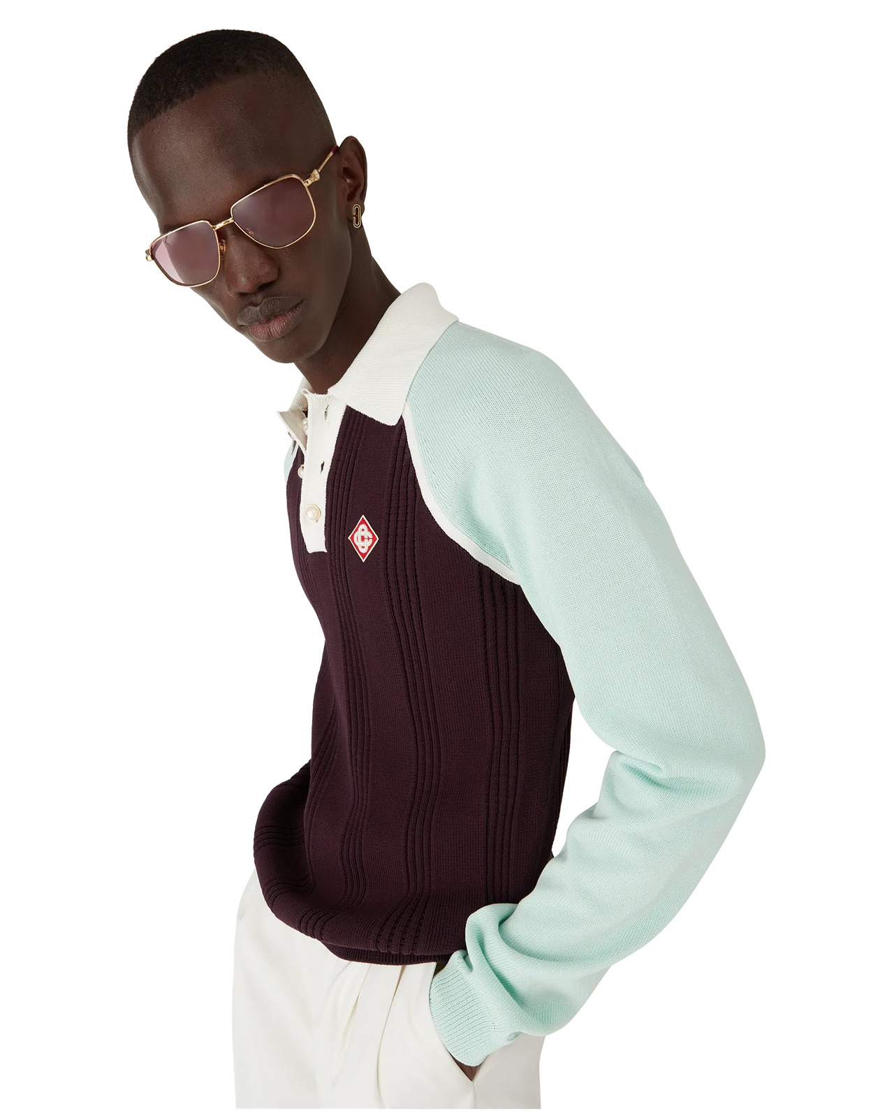 Cotton Knit Long Sleeve Polo | Casablanca Paris - 4