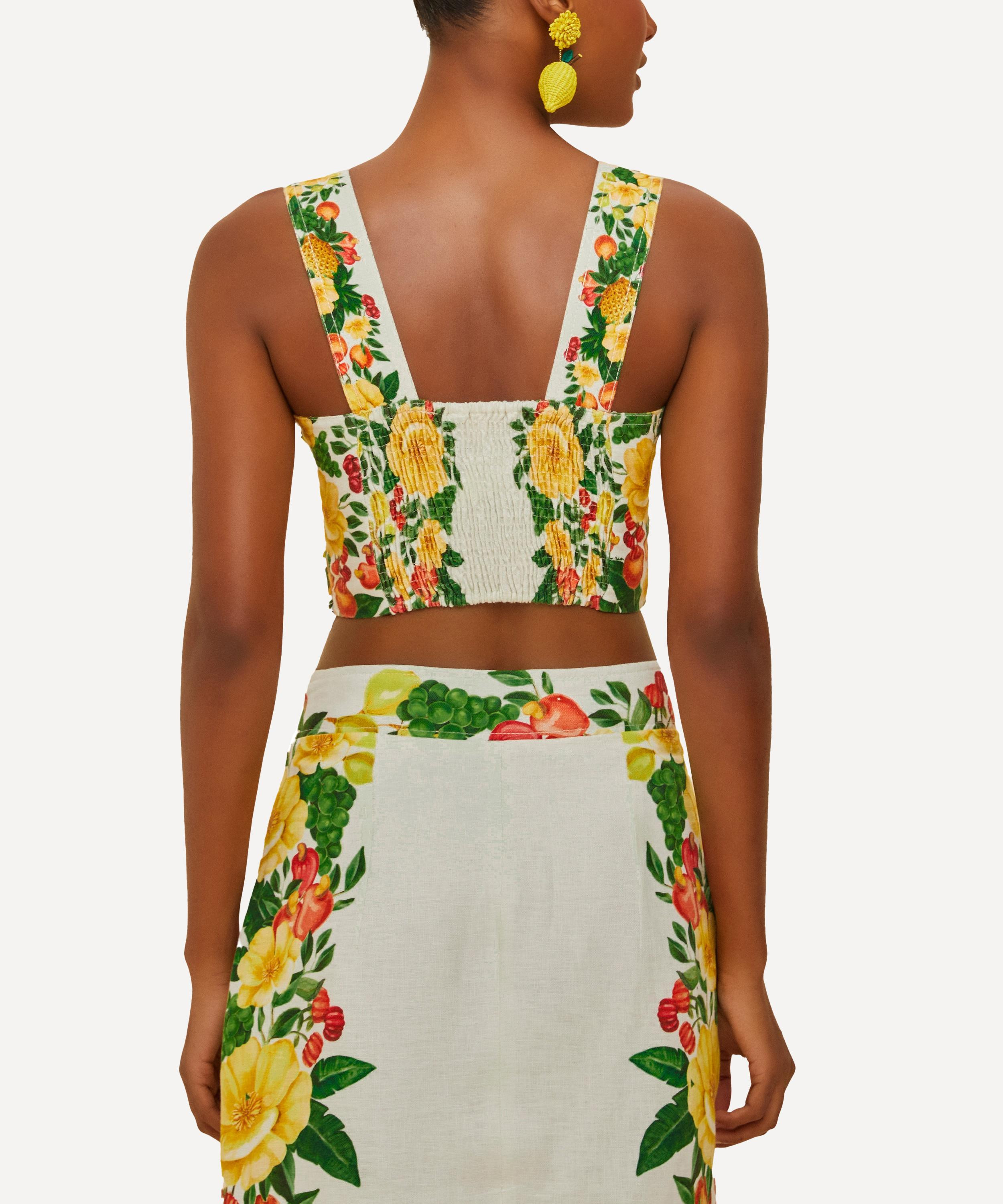 Off-White Picnic Flowers Crop Top - 2