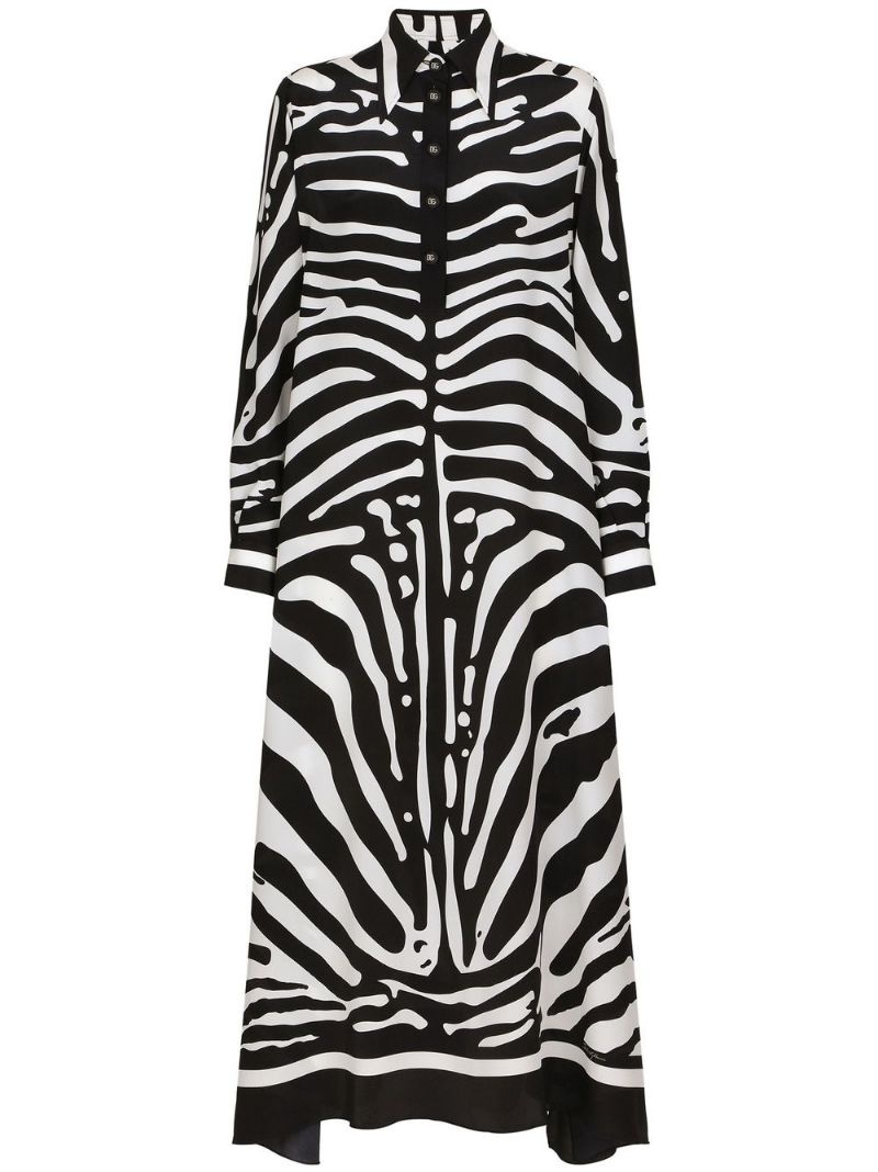 zebra print crêpe de chine kaftan - 1