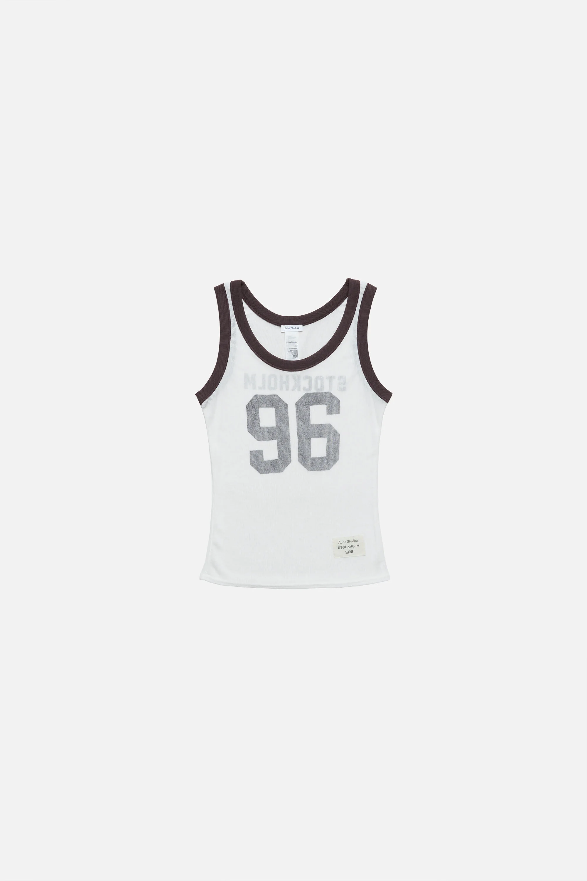 Sheer logo tank top - Brown/white - 1