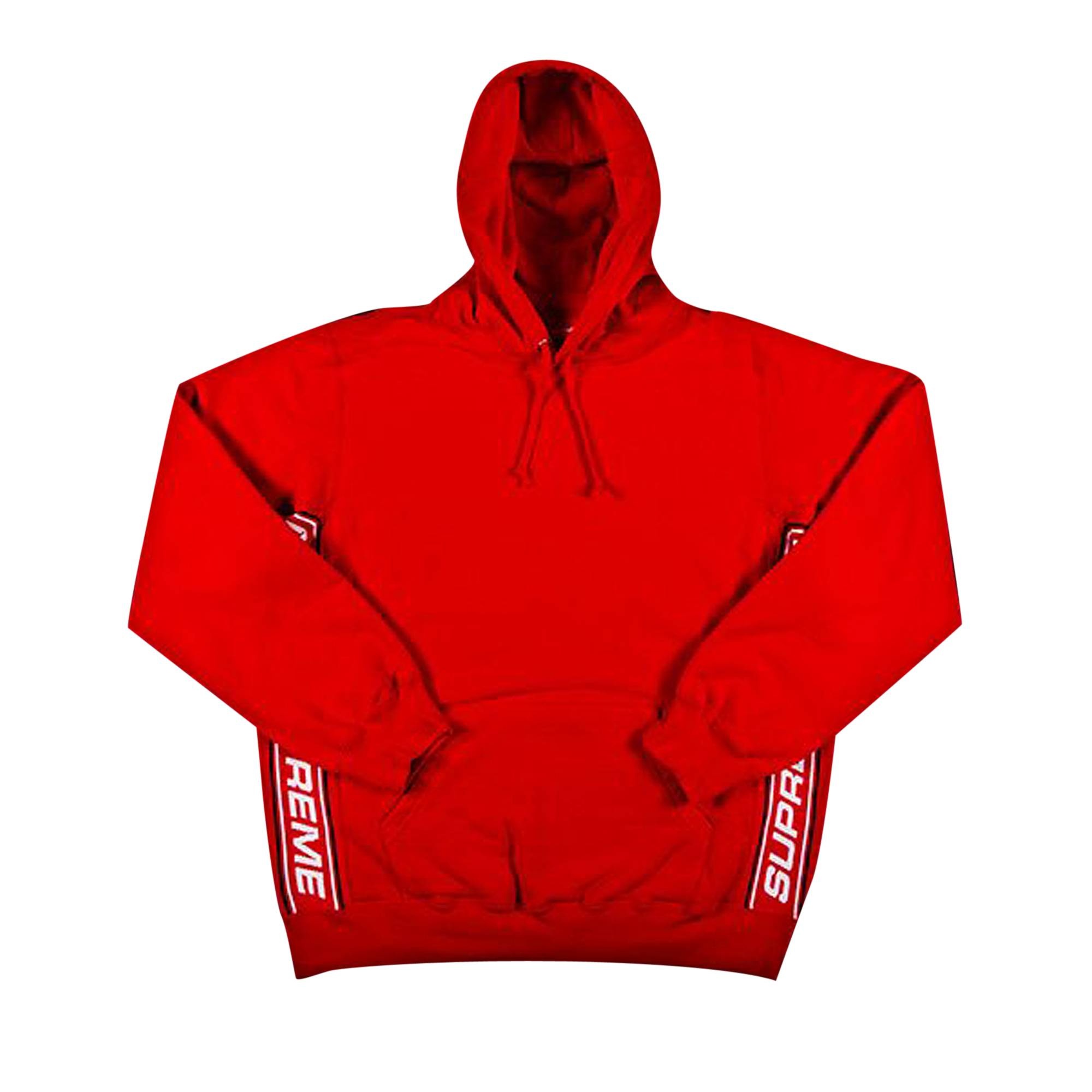 Supreme Text Rib Hooded Sweatshirt 'Red' - 1