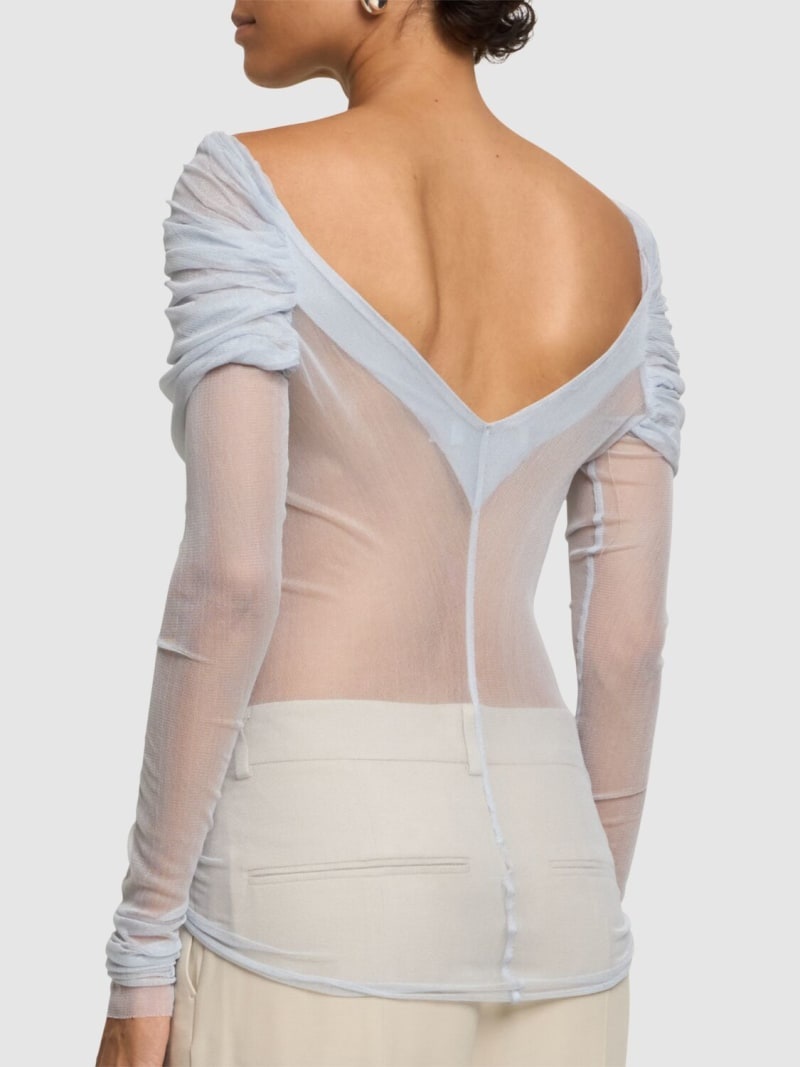 Draped tulle silk top - 4