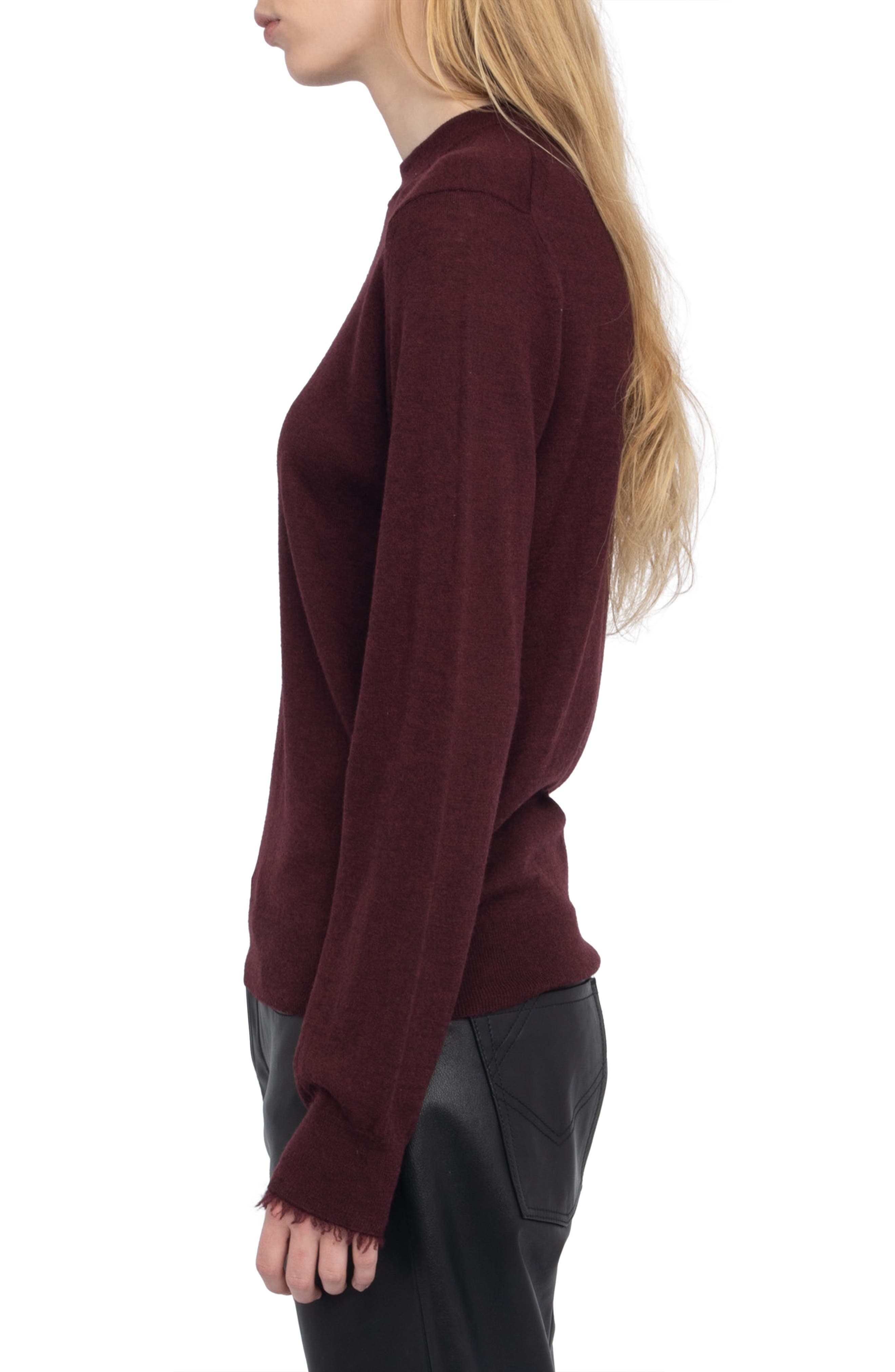 Zadig & Voltaire Ivy Crewneck Cashmere Sweater in Burgundy at Nordstrom - 3