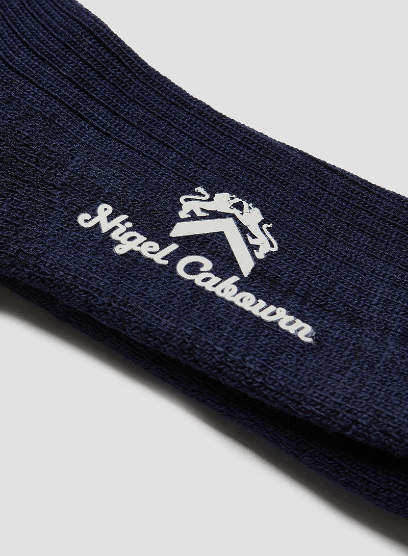 Ribbed Wool Crew Sock in Navy 3