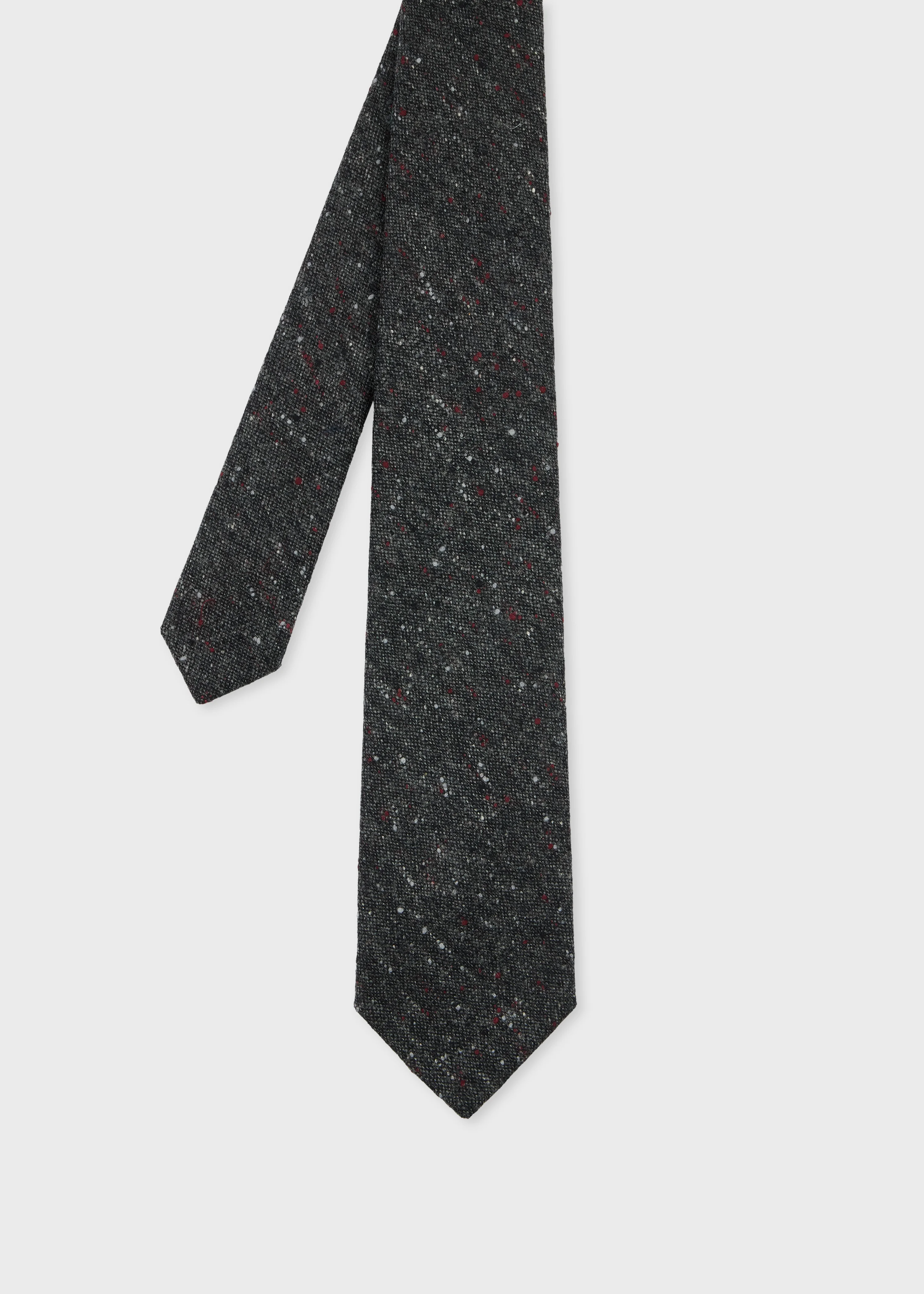 Dark Grey Wool Donegal Tie - 1