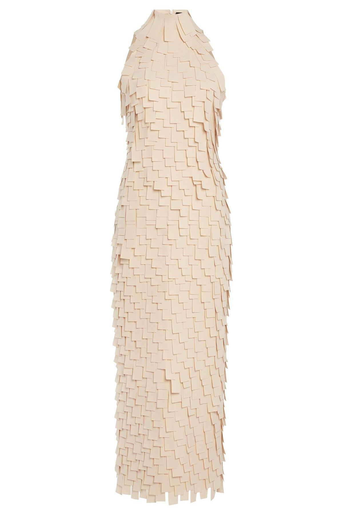 MULTI RECTANGLE TURTLENECK MIDI DRESS LIGHT BEIGE - 8