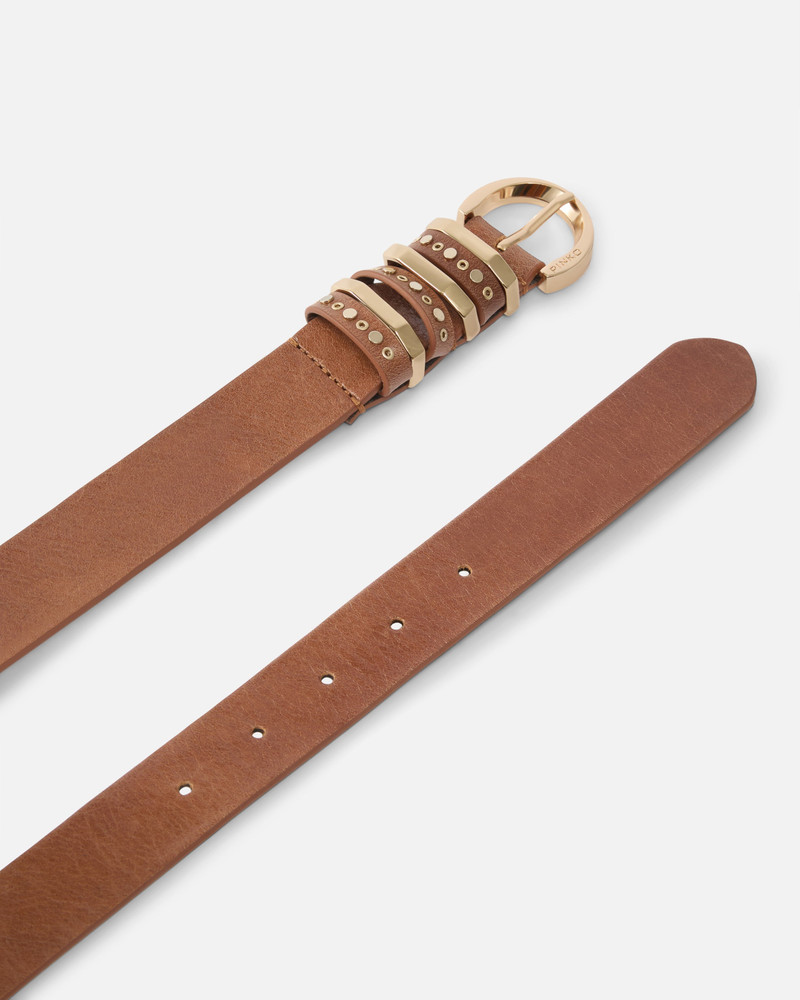 SHINY LEATHER BELT WITH METAL LOOPS, 3 CM 3