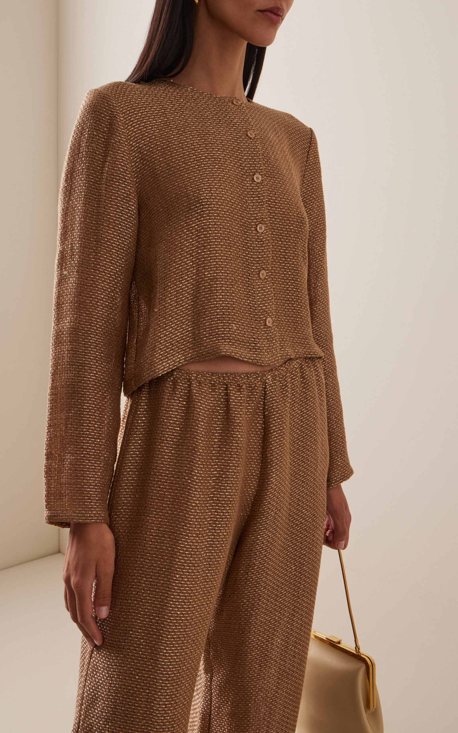 Stella Knit Linen-Blend Cardigan brown - 2
