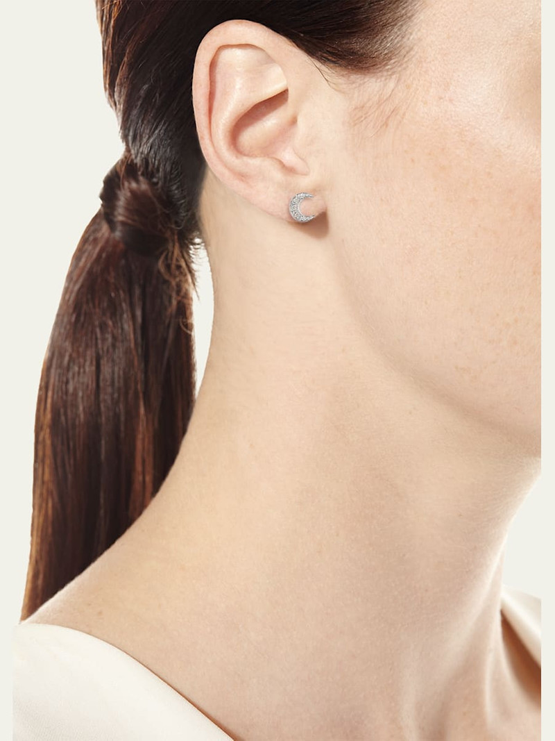 SYDNEY EVAN 14k Pave Diamond Crescent Moon Single Stud Earring outlook