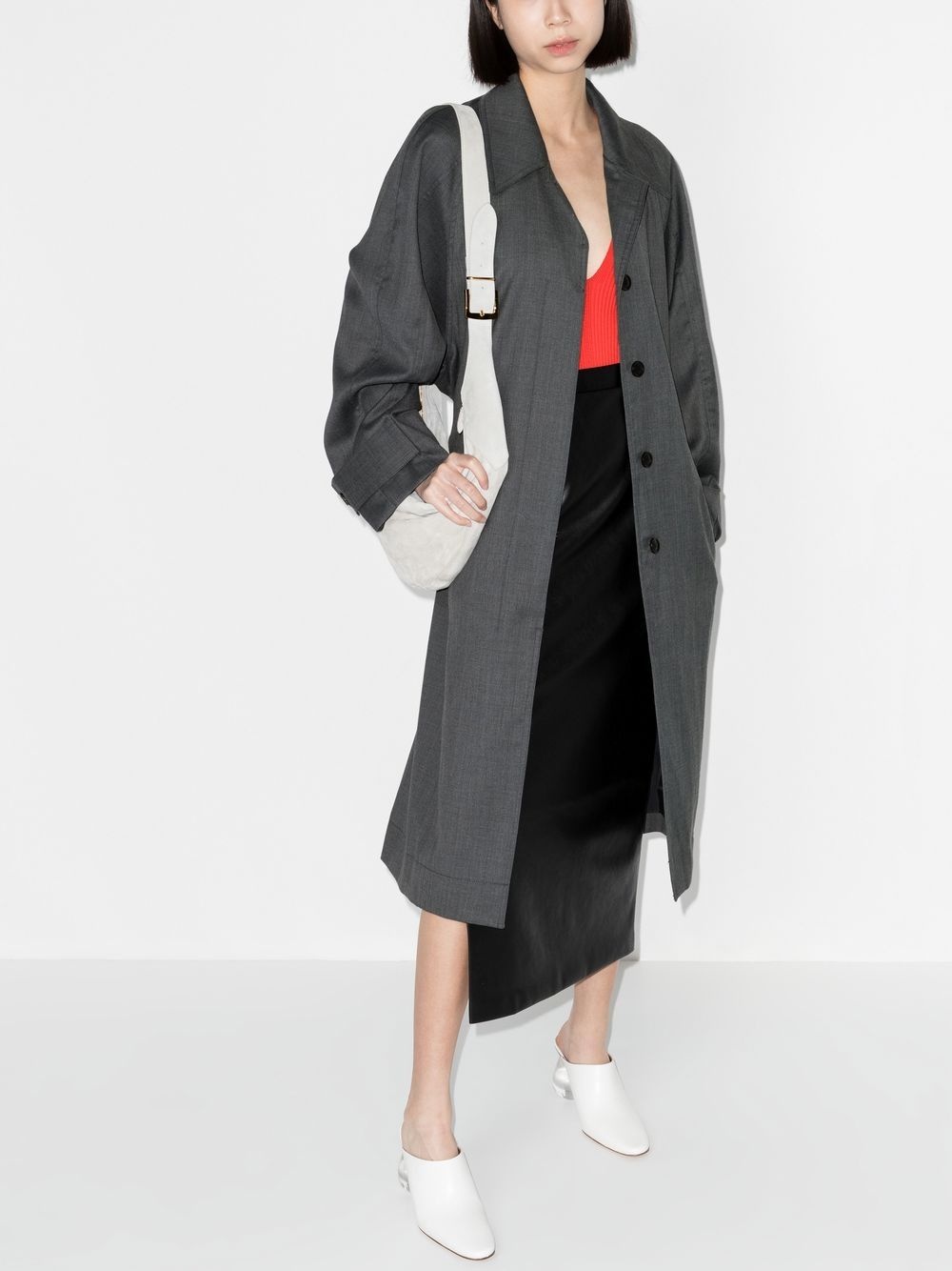 belted single-breasted trench coat - 5