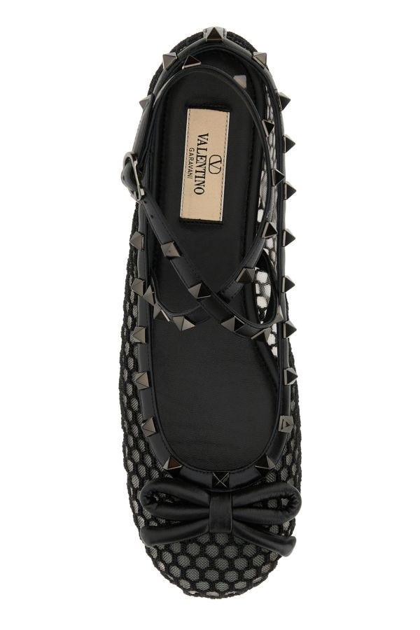 Black mesh Rockstud ballerinas - 4