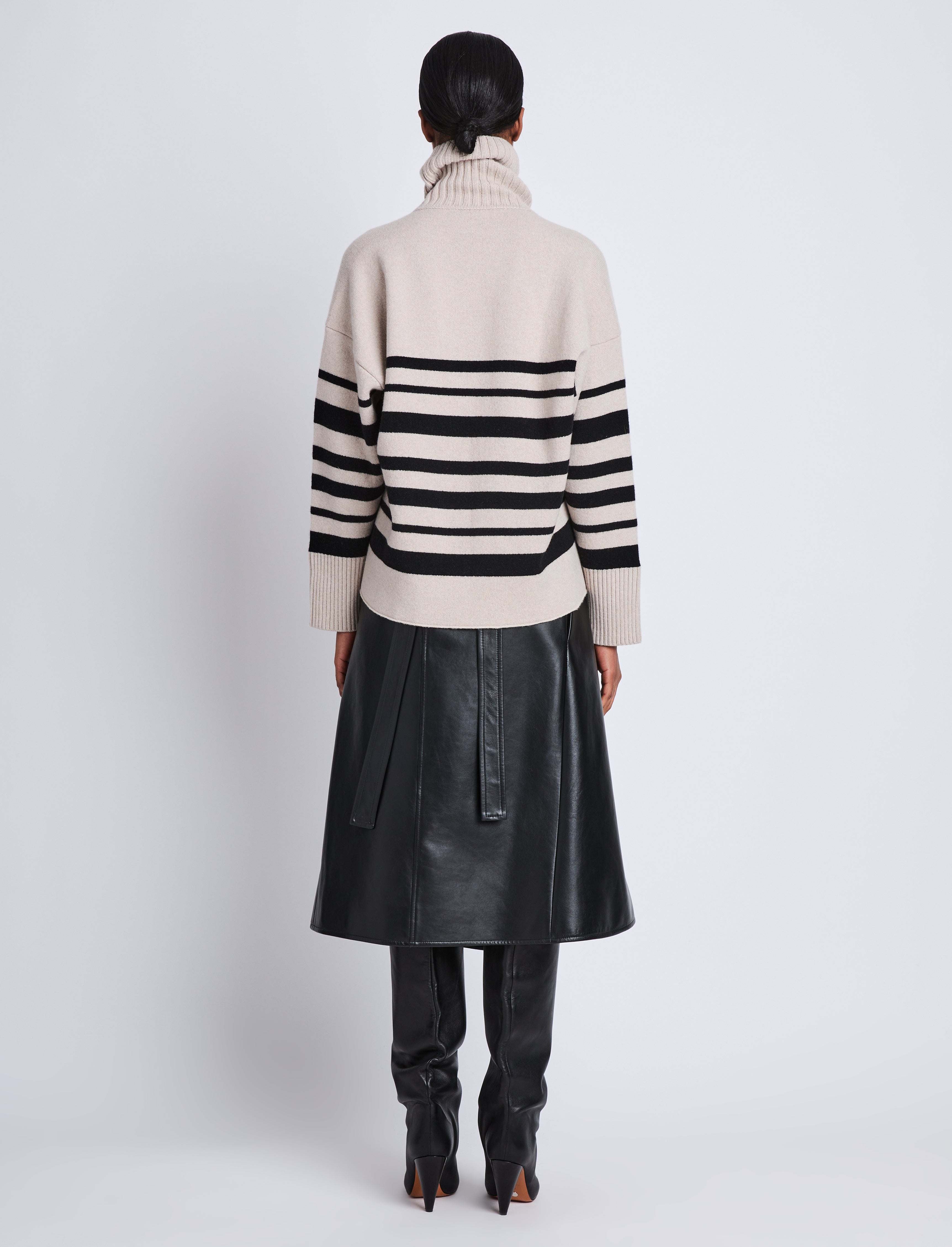 Sandra Turtleneck in Striped Doubleface Cashmere - 5