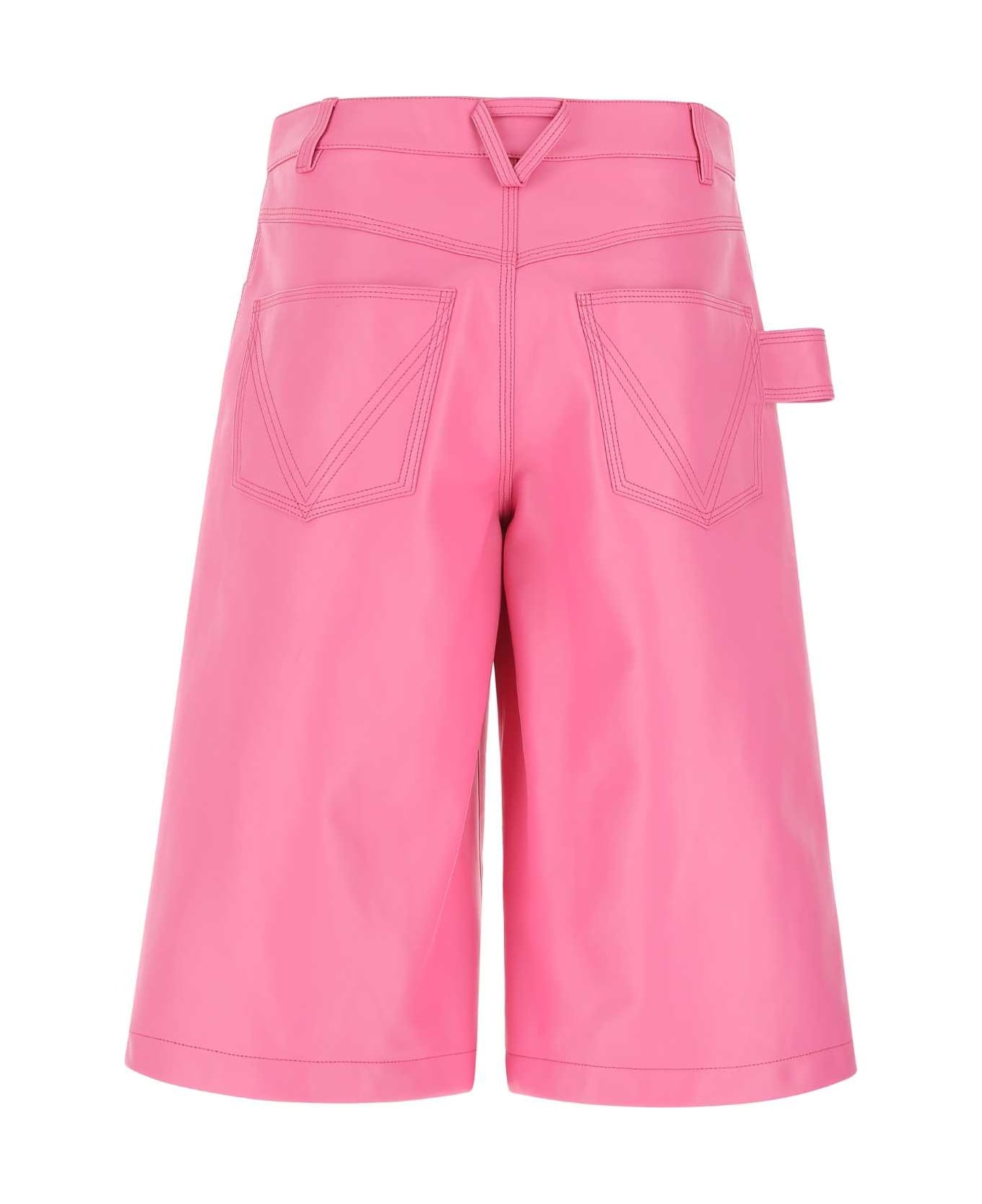 Pink Nappa Leather Bermuda Shorts - 2