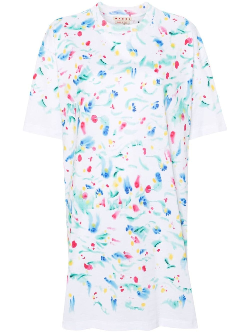abstract-print cotton T-shirt dress 1