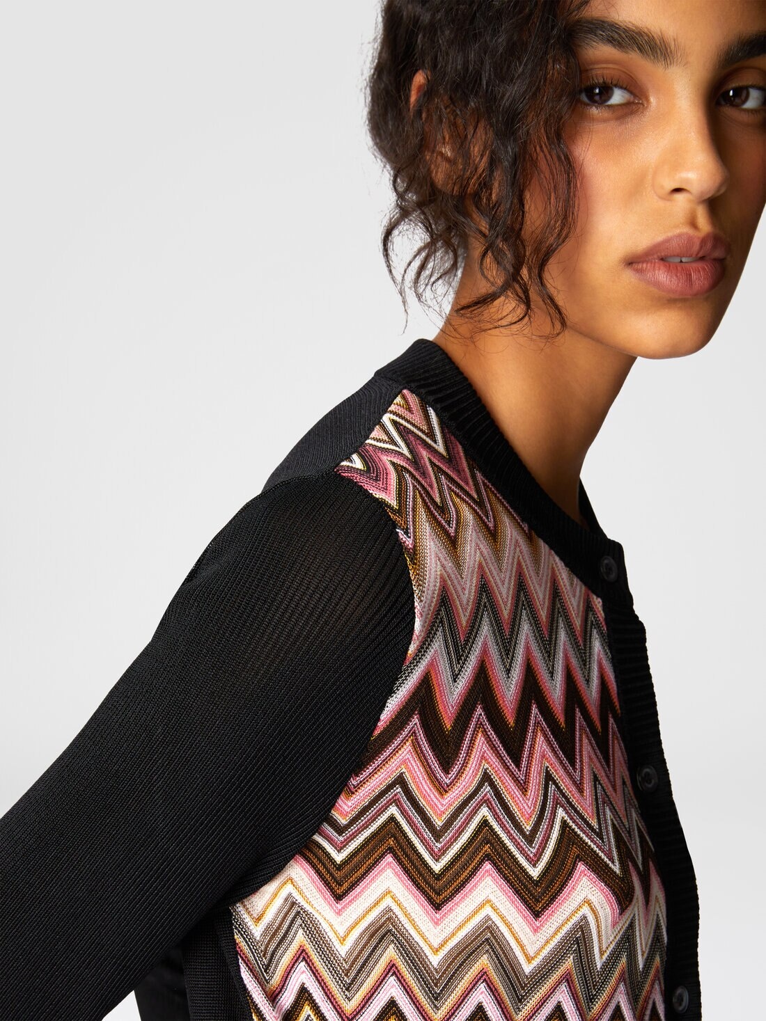 Viscose-blend cardigan with chevron insert - 5