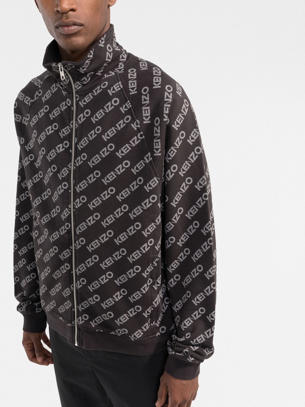 logo print zip-up jacket - 3