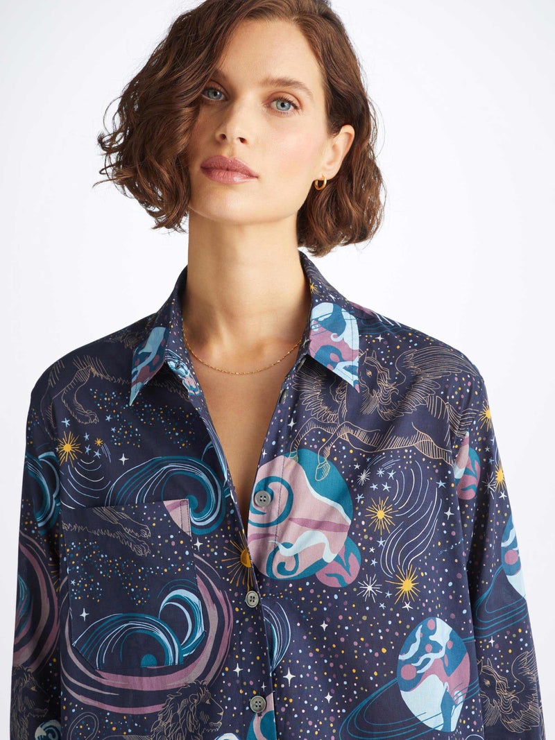 Women's Nightshirt Ledbury 76 Cotton Batiste Navy - 5