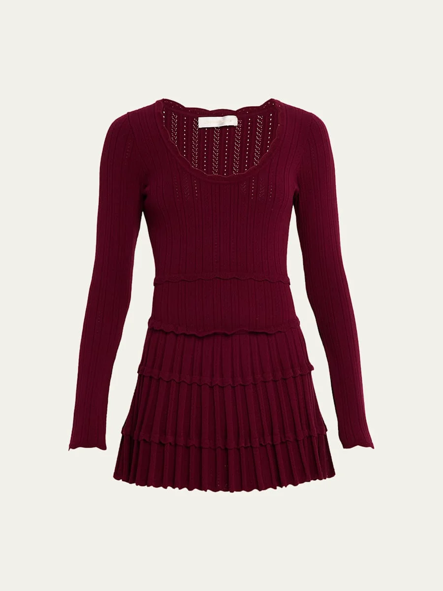 Lavender Stretch Pointelle Mini Dress - 1