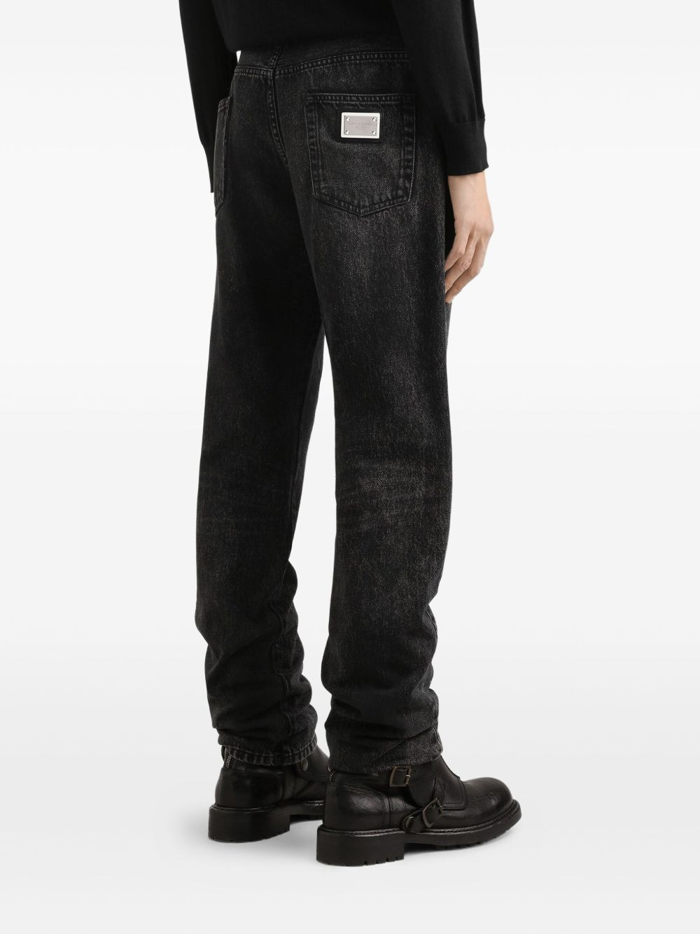 logo-plaque cotton jeans - 4