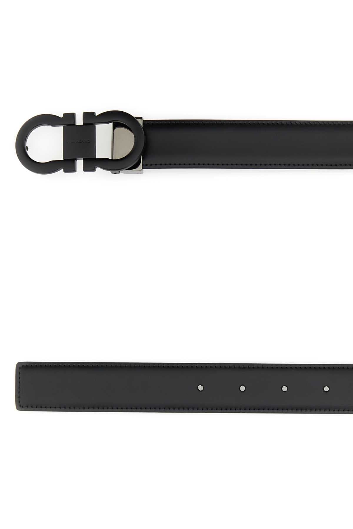 Salvatore Ferragamo Men Black Leather Reversible Belt - 2