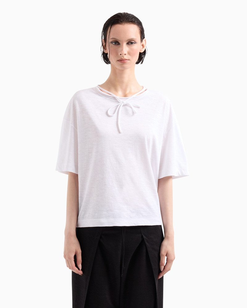 GIORGIO ARMANI COTTON JERSEY AND LINEN T-SHIRT outlook