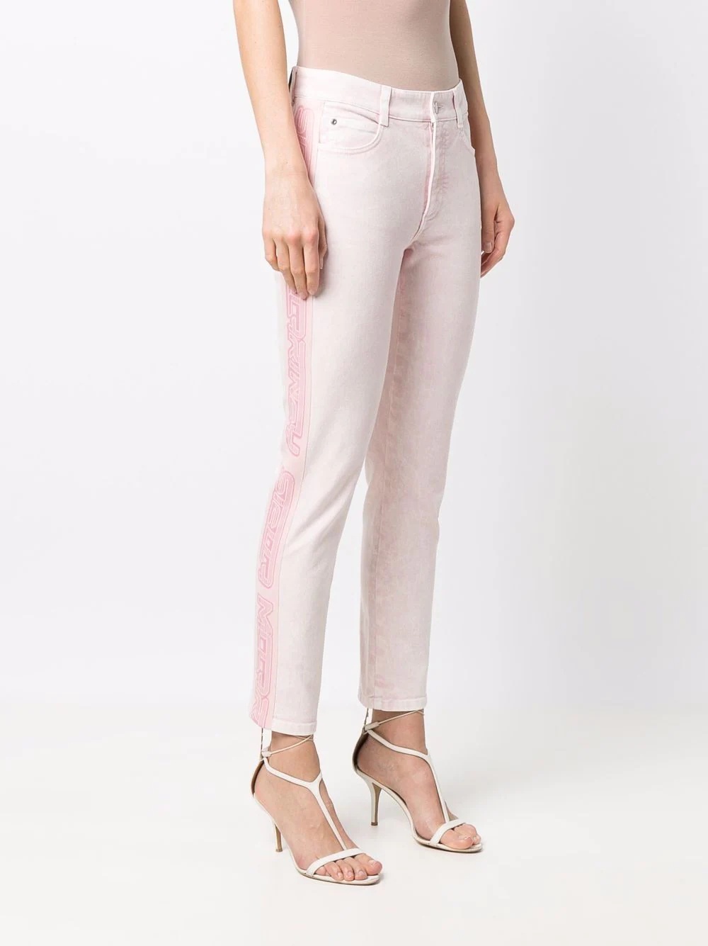 logo tape slim jeans - 3