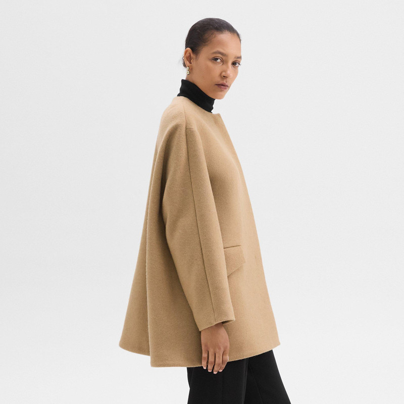 Cape Back Coat in Recycled Wool-Blend Melton 3